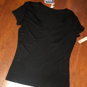 Black Tee shirt with a semi low v-neck